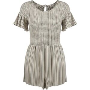 cottagecore milkmaid shorts romper flutter bell sleeve open back S smocking boho